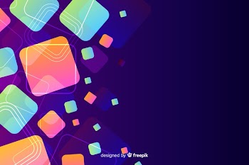 Abstract background with moving geometric shapes Free Vector