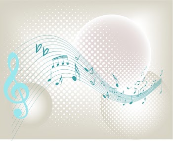 abstract background with music note and halftone