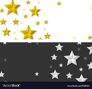 Abstract banners with silver and golden stars vector image