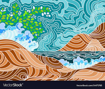 Abstract beach doodle scene vector image