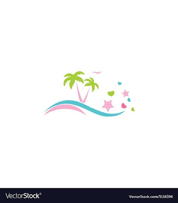  					Abstract beach palm tree love logo vector image														