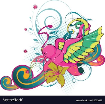 Abstract bird with floral vector image