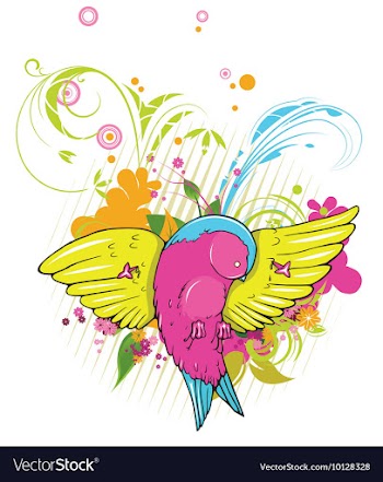 Abstract bird with floral vector image