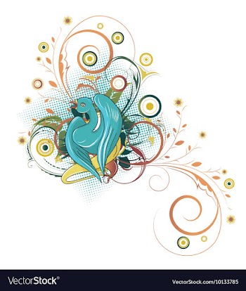 Abstract bird with floral vector image