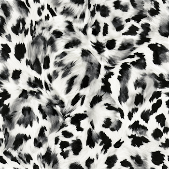 Abstract Black and White Animal Print Faux Fur Fabric