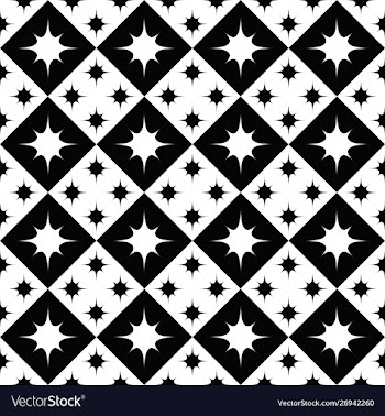 Abstract black and white curved star pattern vector image