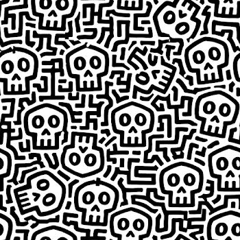 Abstract Black and White Skull Textile Pattern