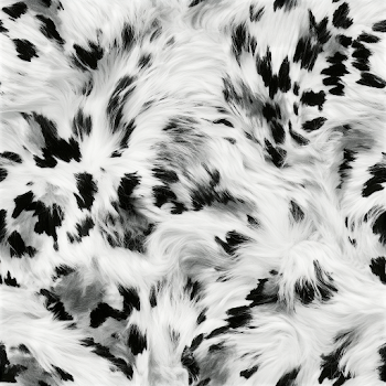 Abstract Black and White Spotted Faux Fur Fabric