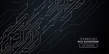 Abstract black technology background with circuit lines Free Vector