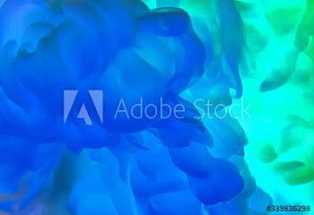Abstract blue and green color drop to the water