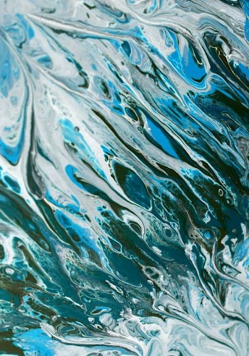 Abstract Blue and White Fluid Art