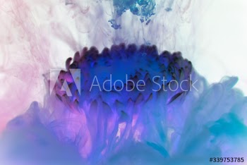 Abstract blue color drop to the water flower shape