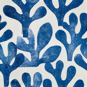 Abstract Blue Coral Pattern on White Background