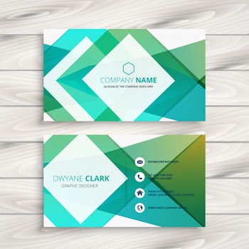 Abstract blue geometric business card Free Vector