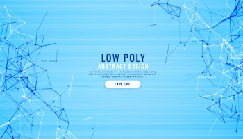 Abstract blue low poly lines digital background Free Vector
