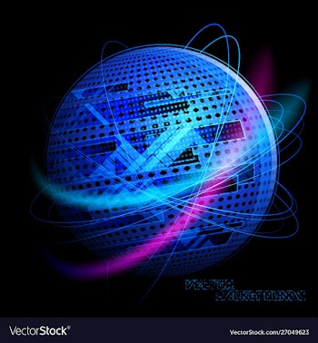 Abstract blue tech round colors concepts on a blac vector image