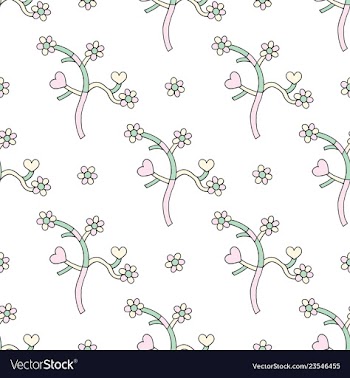Abstract branches with hearts and flowers hand vector image