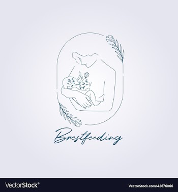 abstract breastfeeding mother flower badge logo