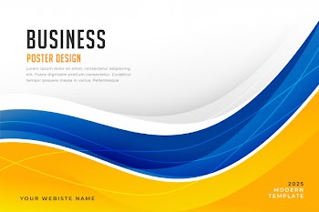 Abstract bright blue and yellow wave background Free Vector