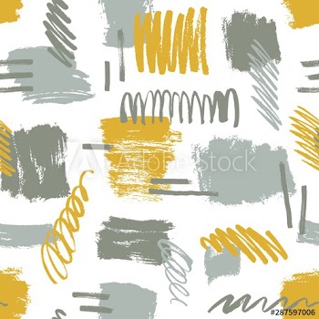 Abstract brushstrokes and scribbles vector seamless pattern