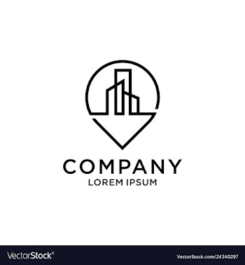 Abstract building pin symbol logo vector image