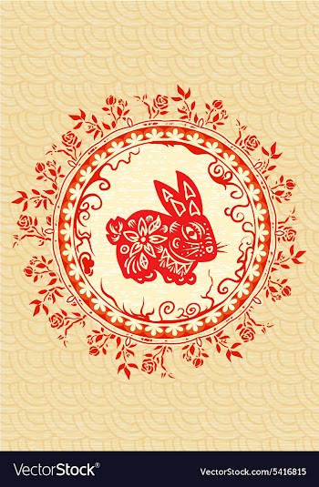 Abstract bunny with floral vector image