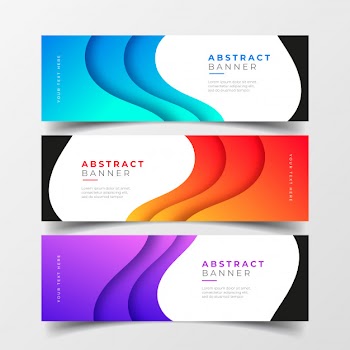 Abstract business banners collection with gradient waves Free Vector