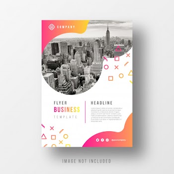 Abstract business flyer template with gradient shapes Free Vector