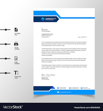 abstract business letterhead template blue modern