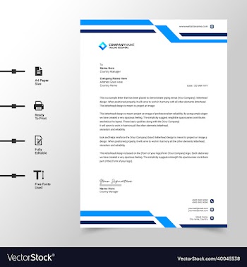 abstract business letterhead template blue modern