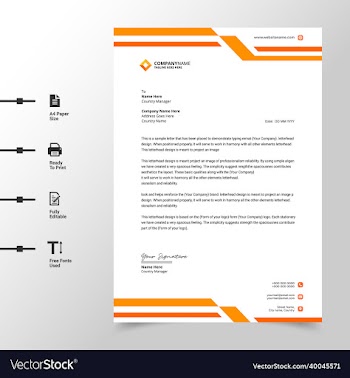 abstract business letterhead template orange