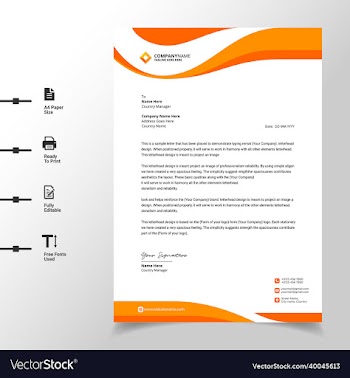 abstract business letterhead template orange