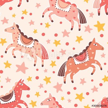 Abstract carnival horses seamless pattern