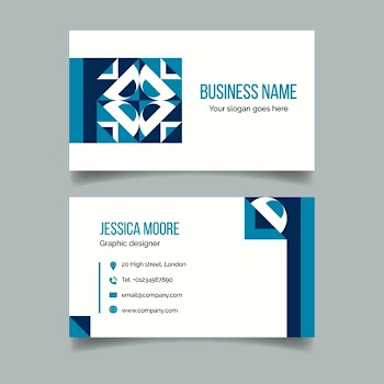 Abstract classic blue business card template Free Vector