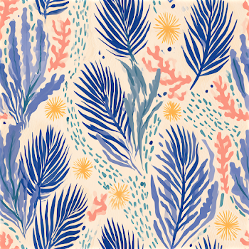 Abstract Coastal Botanical Seamless Pattern