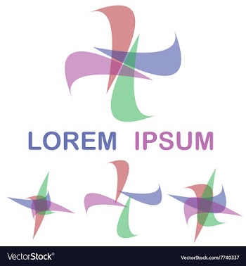 Abstract color curved shape logo set vector image
