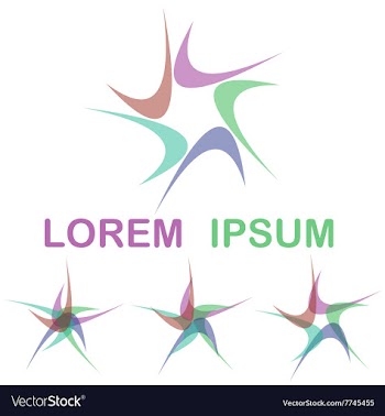 Abstract color curved tick logo set vector image