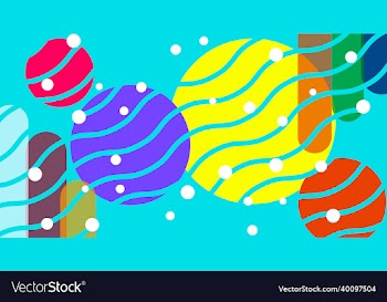 abstract colorful big dot and stick in blue