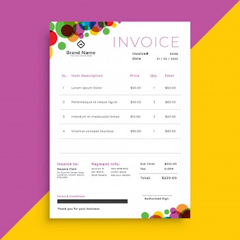 Abstract colorful circles invoice template design Free Vector