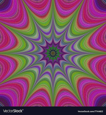 Abstract colorful concentric curved star fractal vector image