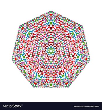 Abstract colorful ornate isolated floral heptagon vector image