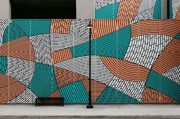 Abstract Colorful Wall Of Orange And Blue