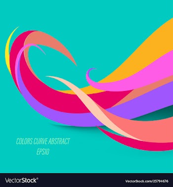Abstract colors curve on a green vector image