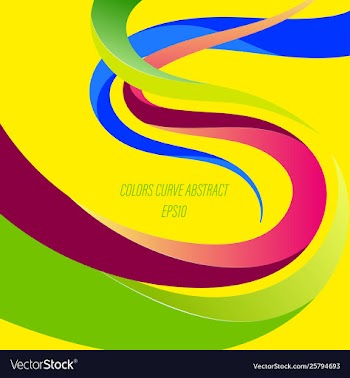 Abstract colors curve on a yellow vector image