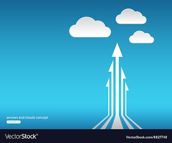 Abstract concept with arrows and clouds in the sky vector image