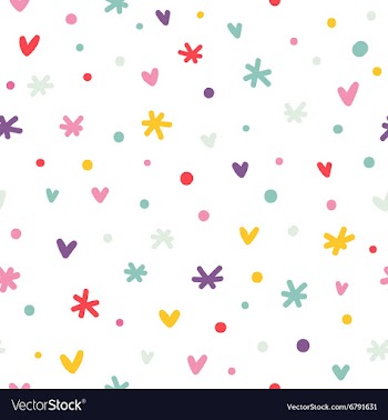  					Abstract confetti hearts and stars seamless vector image														