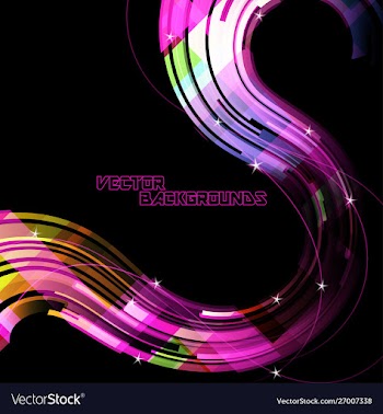 Abstract curved colors on a black scene vector image