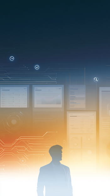 Abstract Data Analytics Background with Human Silhouette