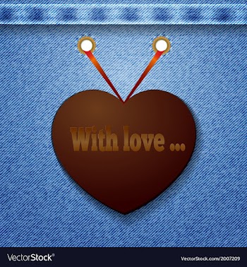Abstract denim background with heart vector image