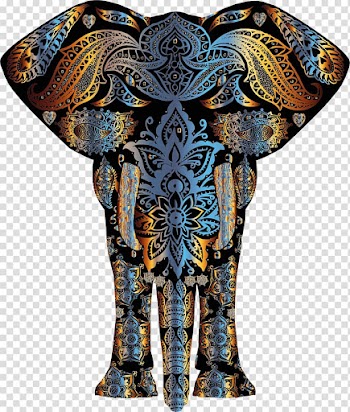 Abstract elephant , Elephant Gold Flower Pattern, Elephant transparent background PNG clipart